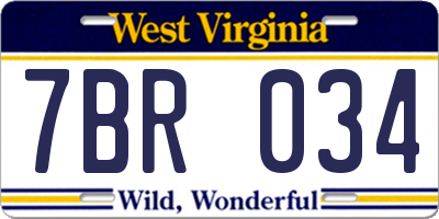 WV license plate 7BR034