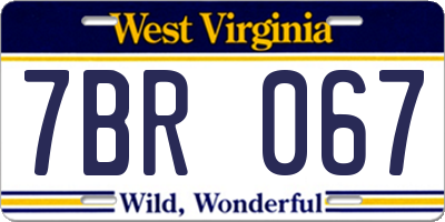WV license plate 7BR067