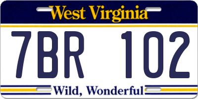 WV license plate 7BR102