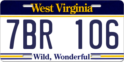 WV license plate 7BR106