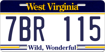 WV license plate 7BR115