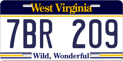 WV license plate 7BR209