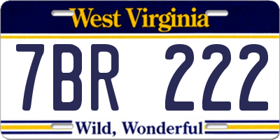 WV license plate 7BR222