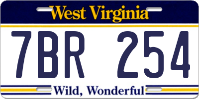 WV license plate 7BR254