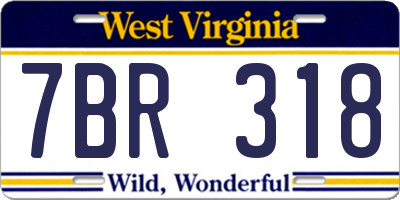 WV license plate 7BR318