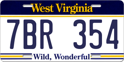 WV license plate 7BR354