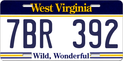 WV license plate 7BR392