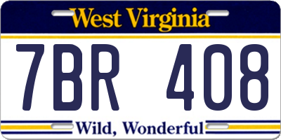 WV license plate 7BR408