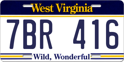 WV license plate 7BR416