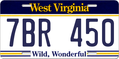 WV license plate 7BR450
