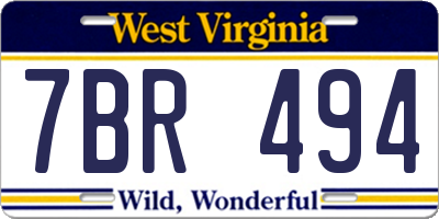 WV license plate 7BR494