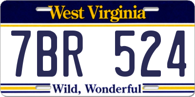 WV license plate 7BR524