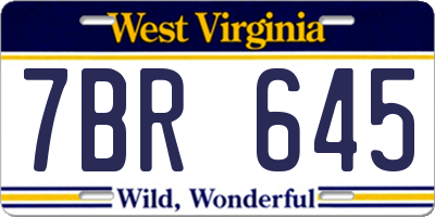 WV license plate 7BR645