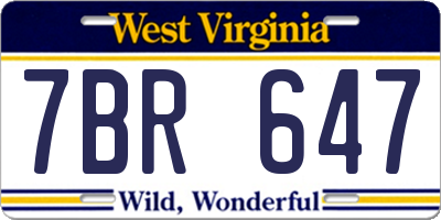 WV license plate 7BR647