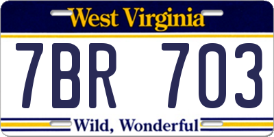 WV license plate 7BR703