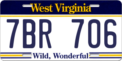 WV license plate 7BR706