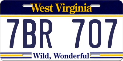 WV license plate 7BR707