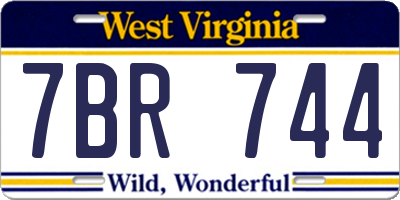 WV license plate 7BR744