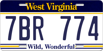 WV license plate 7BR774
