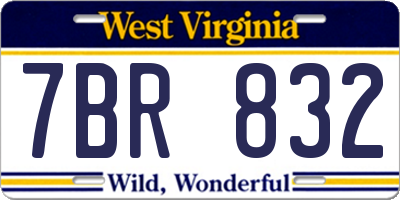 WV license plate 7BR832