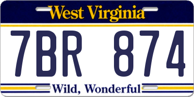 WV license plate 7BR874