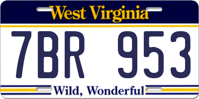WV license plate 7BR953