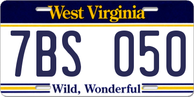 WV license plate 7BS050