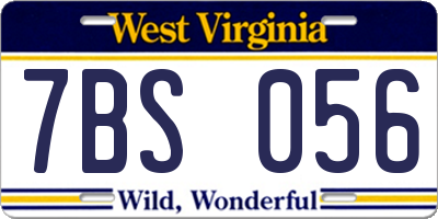 WV license plate 7BS056