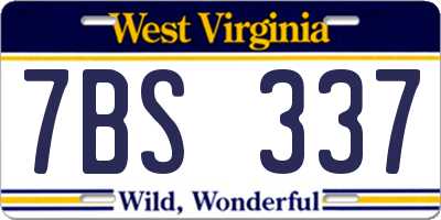 WV license plate 7BS337