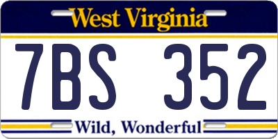 WV license plate 7BS352
