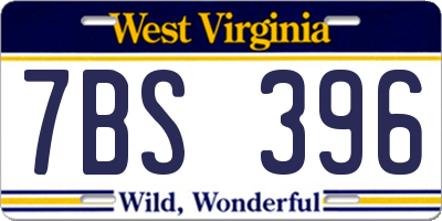 WV license plate 7BS396