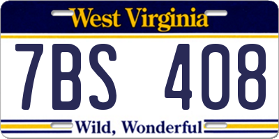 WV license plate 7BS408