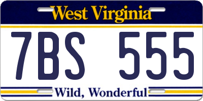 WV license plate 7BS555