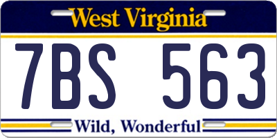 WV license plate 7BS563