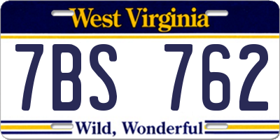 WV license plate 7BS762