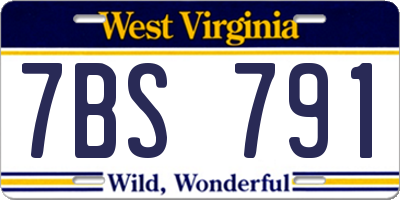 WV license plate 7BS791