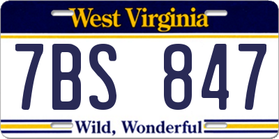 WV license plate 7BS847