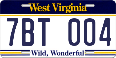 WV license plate 7BT004