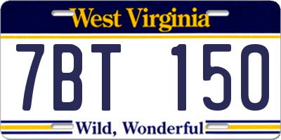 WV license plate 7BT150