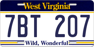 WV license plate 7BT207