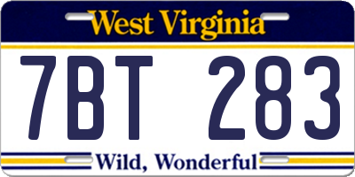 WV license plate 7BT283