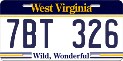 WV license plate 7BT326