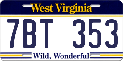 WV license plate 7BT353