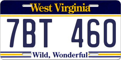 WV license plate 7BT460