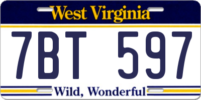 WV license plate 7BT597