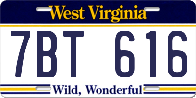 WV license plate 7BT616