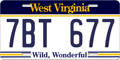 WV license plate 7BT677