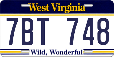 WV license plate 7BT748