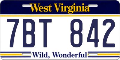 WV license plate 7BT842