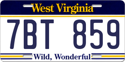 WV license plate 7BT859